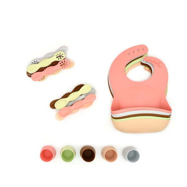 Self Feeding Custom Silicone Baby Feeding Set Led Weaning Eating Utensils